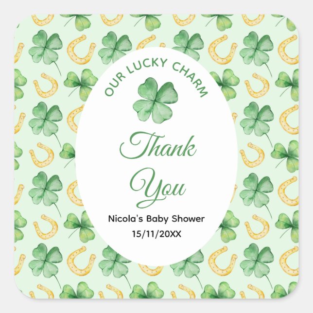 Our Lucky Charm St Patrick's Baby Shower Quadratischer Aufkleber (Vorderseite)
