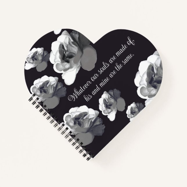 Our Souls Are the Same Goth Aesthetic White Rose  Notizbuch (Vorderseite)