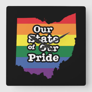 Our State of Our Pride Ohio Quadratische Wanduhr