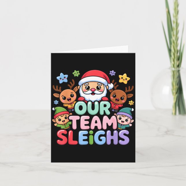 Our Team Sleighs Christmas Santa And Xmas Party Sq Karte (Vorderseite)