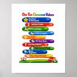 Our Ten Classroom Values – 8.5×11 Portrait Poster