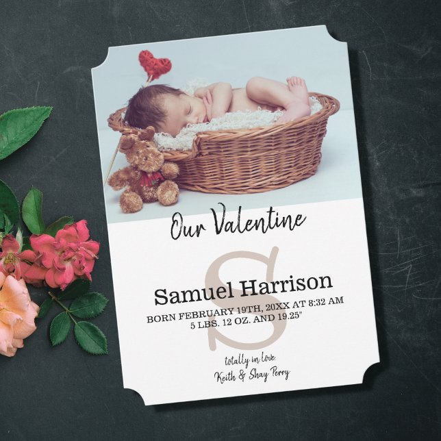 Our Valentine Baby Photo Announcement Ankündigung (Von Creator hochgeladen)