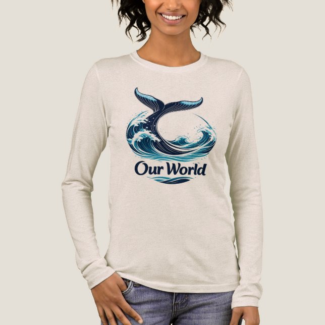 Our World Whale Tail Ocean Conservation Tri-Blend Shirt (Vorderseite)