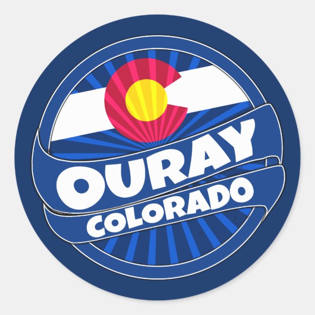 Ouray Colorado Fahne platzt Aufkleber (Vorderseite)