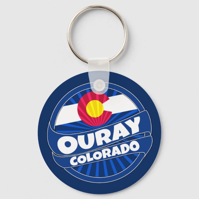 Ouray Colorado Fahne platzte Schlüsselanhänger (Vorderseite)
