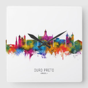 Ouro Preto Brasilien Skyline Quadratische Wanduhr