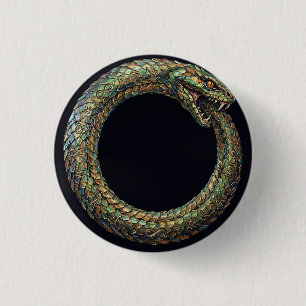 Ouroboros — Altes Schlangensymbol Runenposter Button