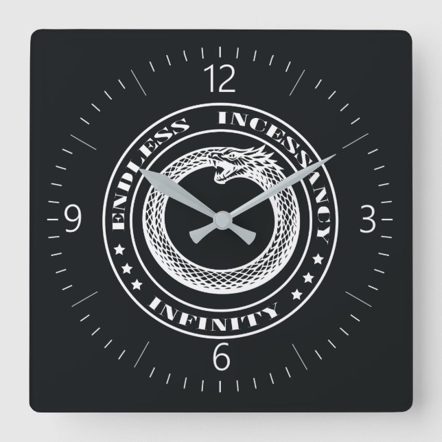 Ouroboros Quadratische Wanduhr (Vorderseite)