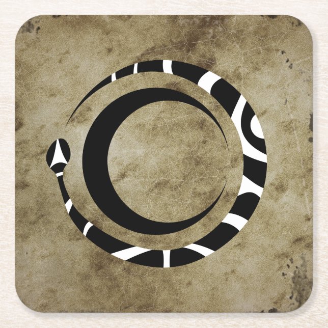 Ouroboros und Mond Rechteckiger Pappuntersetzer (Vorderseite)