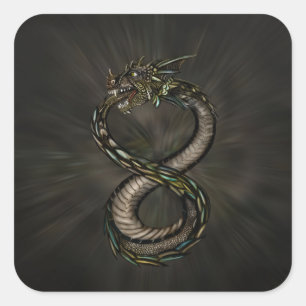 Ouroboros - Unendlichkeits-Drache Quadratischer Aufkleber