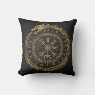 Ouroboros & Vegvisir - Norse Compass Rune Circle D Kissen