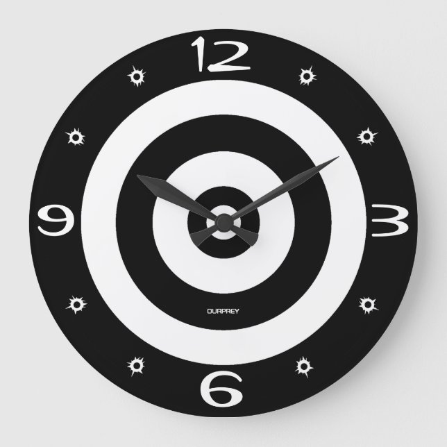 Ourprey Shooting Target Bullet Holdings Timepiece  Große Wanduhr (Vorderseite)