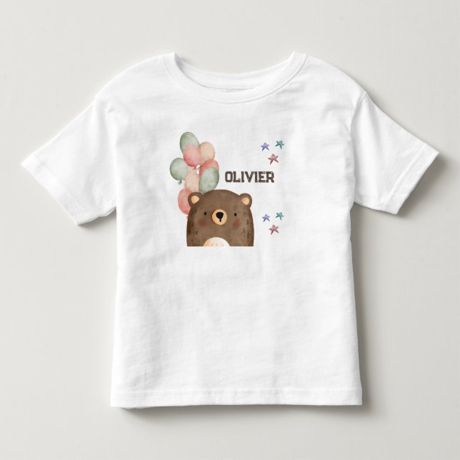 ours aquarelle avec ballons T-shirt Toddler (Devant)