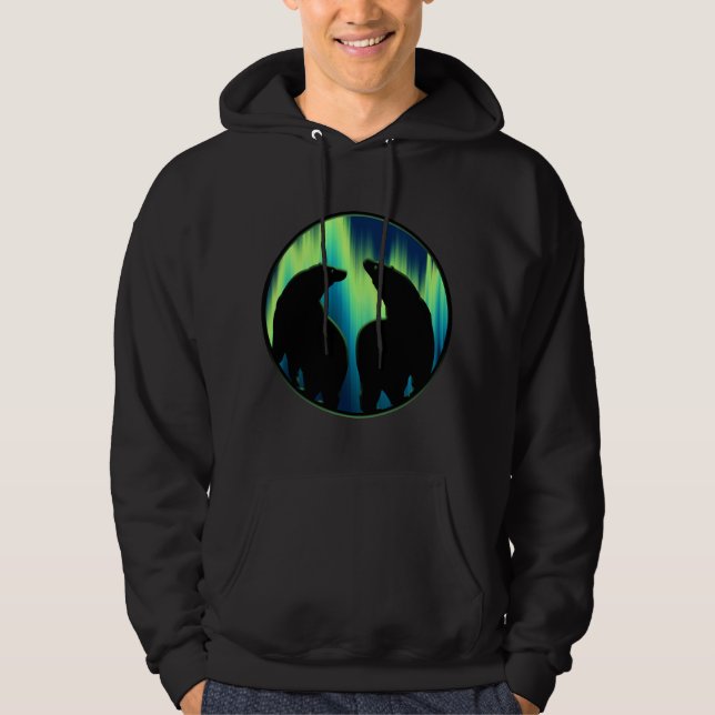 Ours Art Sweat - shirt à capuche aurores boréales  (Devant)