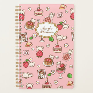 Ours aux fraises et desserts personnalisés Kawaii