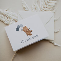 Ours avec 3 Ballons Bleus - Carte de remerciements