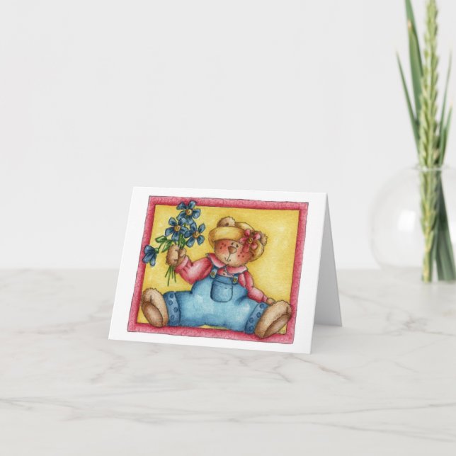 Ours avec fleurs - Carte de note (Devant)