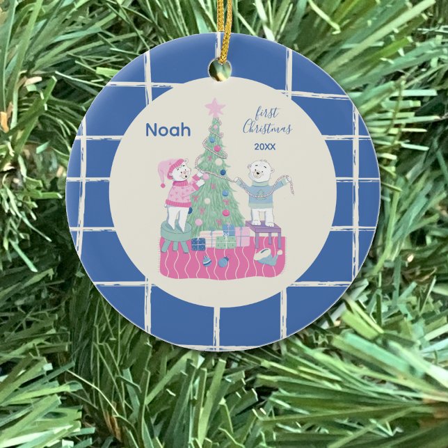 Ours blancs Whimsy décorant ornement d'arbre (View on the Christmas tree .)