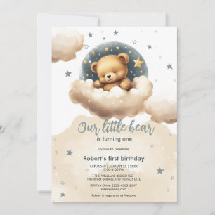 Ours bleu sur les nuages baby shower invitation