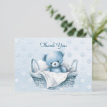Ours bleu Teddy dans la Carte de remerciements pan