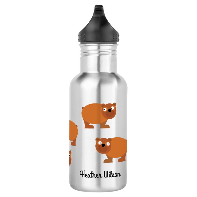 Ours Bouteille d'eau pour enfants avec le nom (Droite)