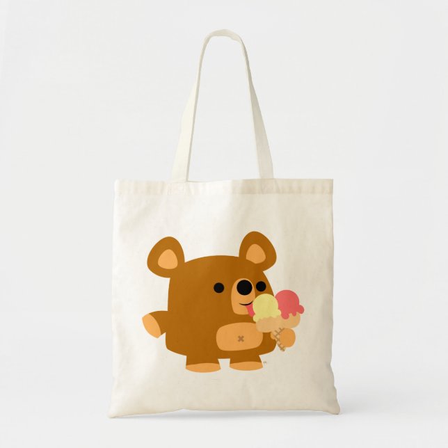 Ours caricature mignon avec sac de crème glacée (Devant)