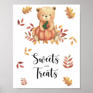 Ours citrouille, bonbons et friandises poster baby