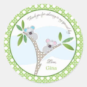 Ours de Koala  Baby shower jumeaux Faveur Sticker