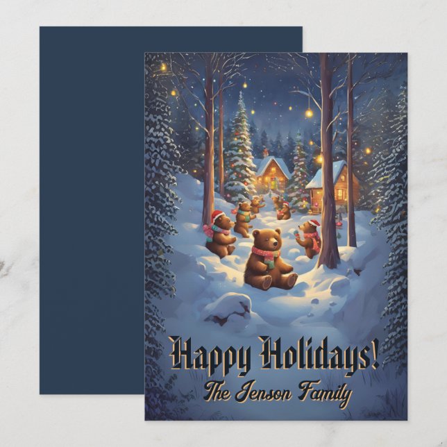 Ours de Noël 13, Joyeux Fêtes, Carte de Noël (Devant / Derrière)