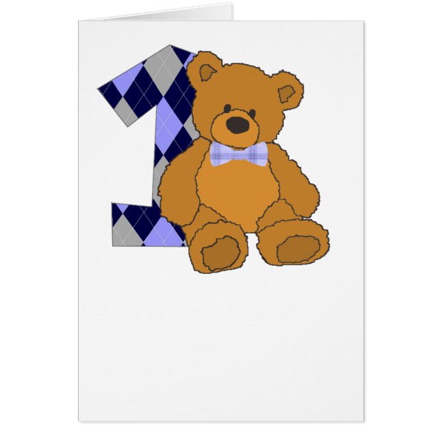 Ours de nounours de cravate d'arc avec le numéro 1 (Devant)