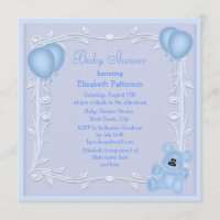 Ours de nounours mignon et invitation bleu de baby