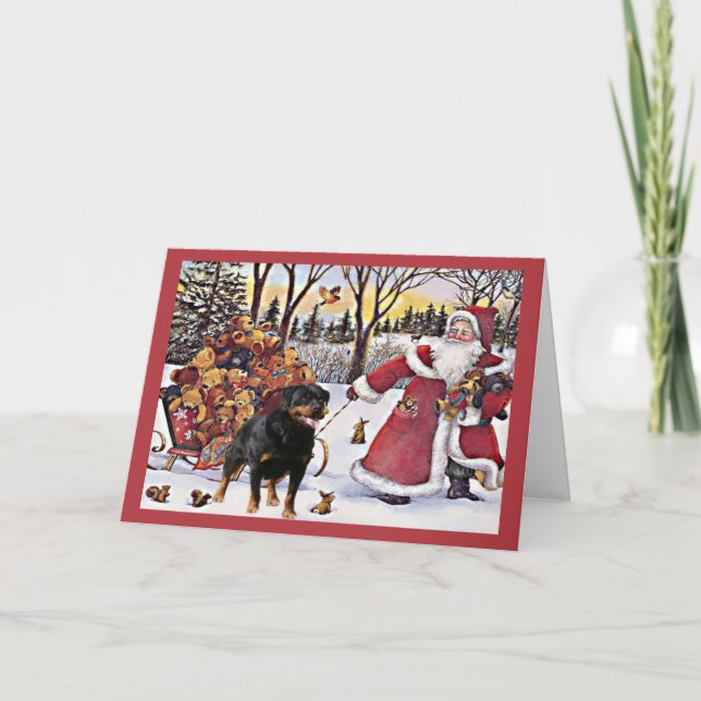 Ours de Père Noël de carte de Noël de rottweiler (Devant)
