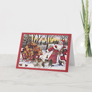 Ours de Père Noël de carte de Noël de Sheltie dans
