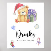 Ours d'hiver - Boissons servent vous-même Affiche