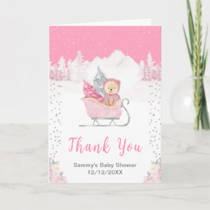 Ours d'hiver Rose Traîneau Baby Shower Merci
