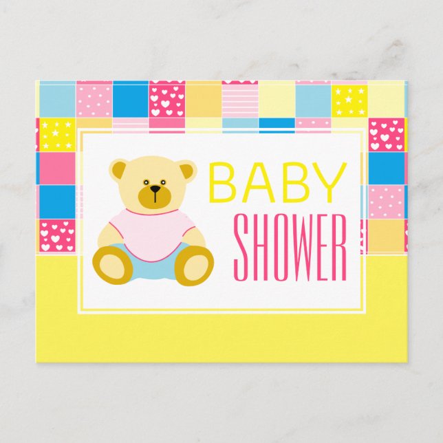 Ours d'or en écaille, Baby shower Invitation (Devant)