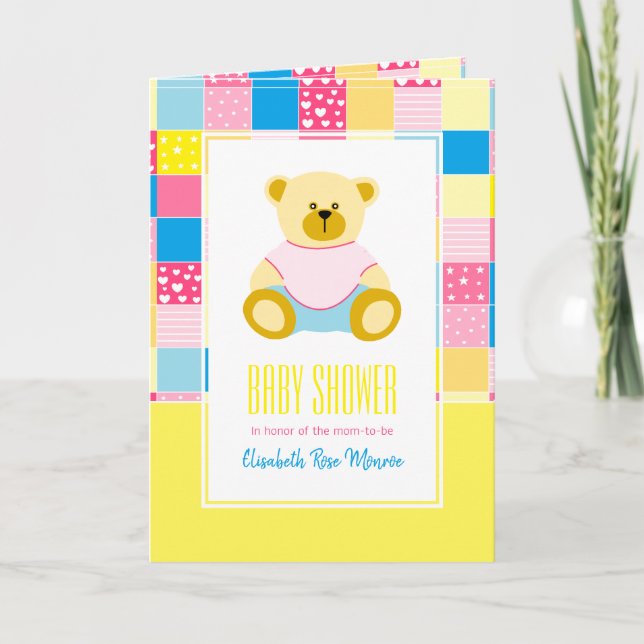Ours d'or en écaille, Baby shower Invitation (Devant)