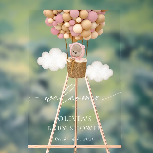 Ours En Conflit, Ballons Roses, Baby shower D'Accu (Neutre)