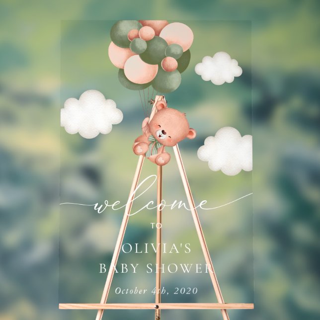 Ours En Conflit, Ballons Verts, Baby shower D'Accu (Neutre)