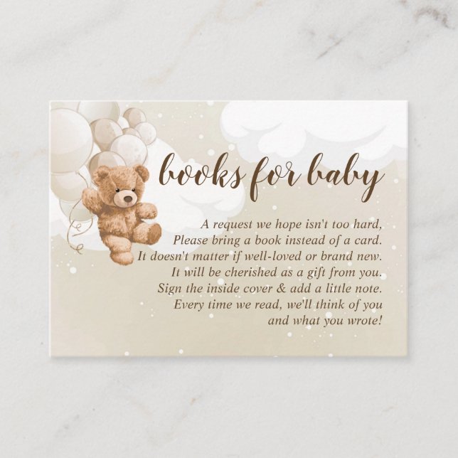 Ours en peluche avec ballons Livres pour carte béb (Devant)