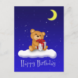 Ours en peluche avec cadeau - Carte postale Joyeux
