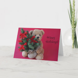 ours en peluche avec carte de voeux sapin de Noël