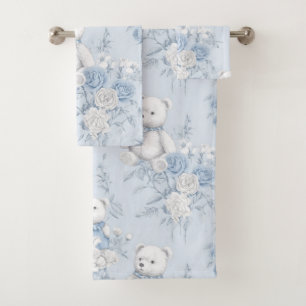 ours en peluche avec roses bleus