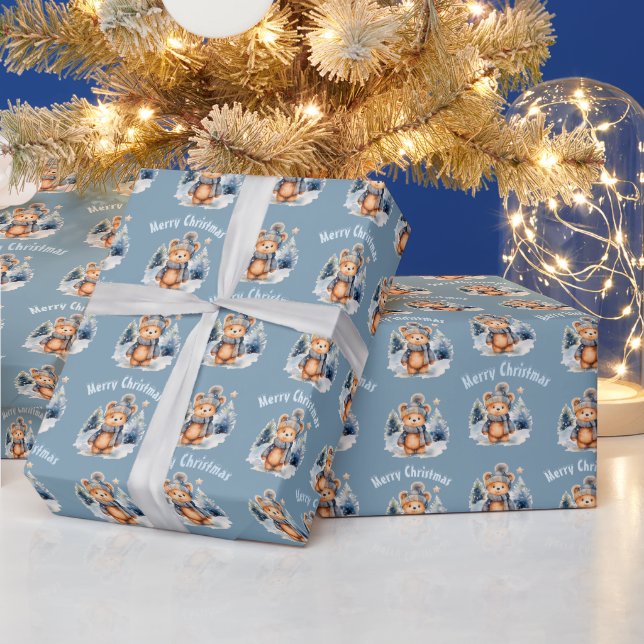 Ours en peluche dans la forêt, personnalisé geschenkpapier (Feiertage)