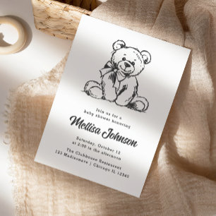 Ours en peluche mignon   Invitation Baby shower
