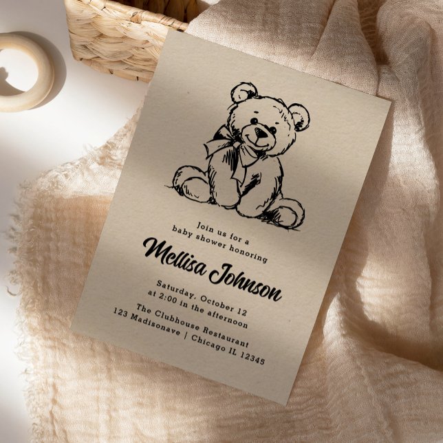 Ours en peluche mignon | Invitation Baby shower (Créateur téléchargé)