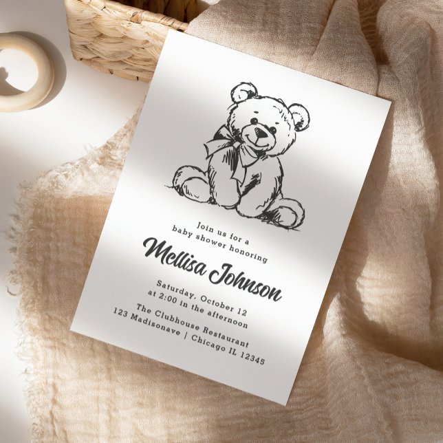 Ours en peluche mignon | Invitation Baby shower (Créateur téléchargé)