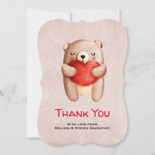 Ours en peluche mignon portant un Merci du coeur r