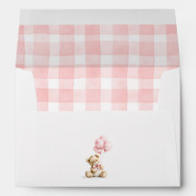 Ours en peluche motif à carreaux gingham rose