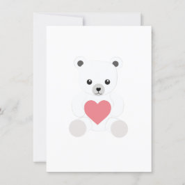 Ours en peluche polaire blanc avec carte cœur